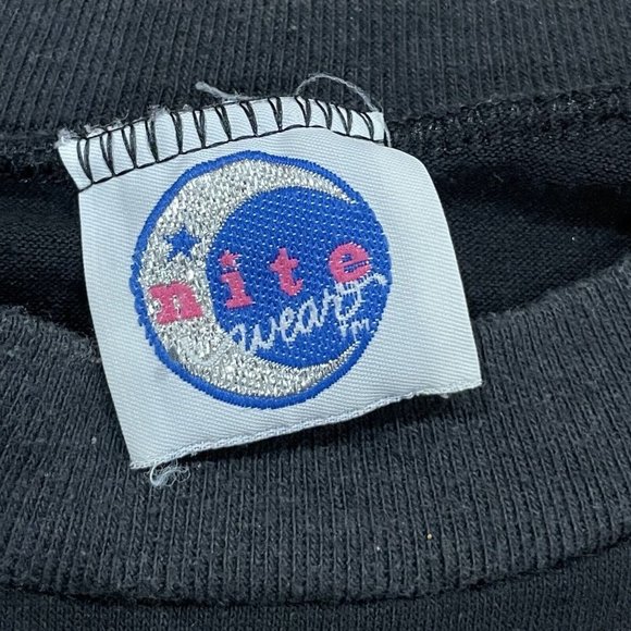 Vintage NiteWear Sleep Tee One‎ Size Puffy Paint Heart 80s 90s Gown Shirt Black - Picture 8 of 11